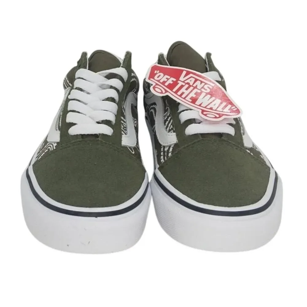 VANS OLD SKOOL Womens New w/Tags Green & White Paisley Skate Sneakers - sz. 5